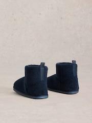 White Stuff Blue Fleece Slipper Boots - صورة 2 من 4
