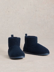 White Stuff Blue Fleece Slipper Boots - صورة 3 من 4
