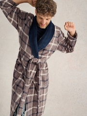 White Stuff Grey Checked Fleece Dressing Gown - Image 2 of 6