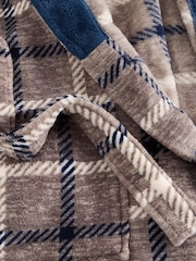 White Stuff Grey Checked Fleece Dressing Gown - Image 6 of 6