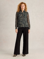 White Stuff Black Mirabel Metallic Spot Top - Image 1 of 6