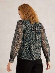White Stuff Black Mirabel Metallic Spot Top - Image 2 of 6