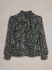 White Stuff Black Mirabel Metallic Spot Top - Image 5 of 6