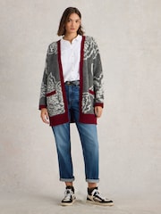 White Stuff Grey Fiona Floral Longline Cardigan - Image 2 of 6