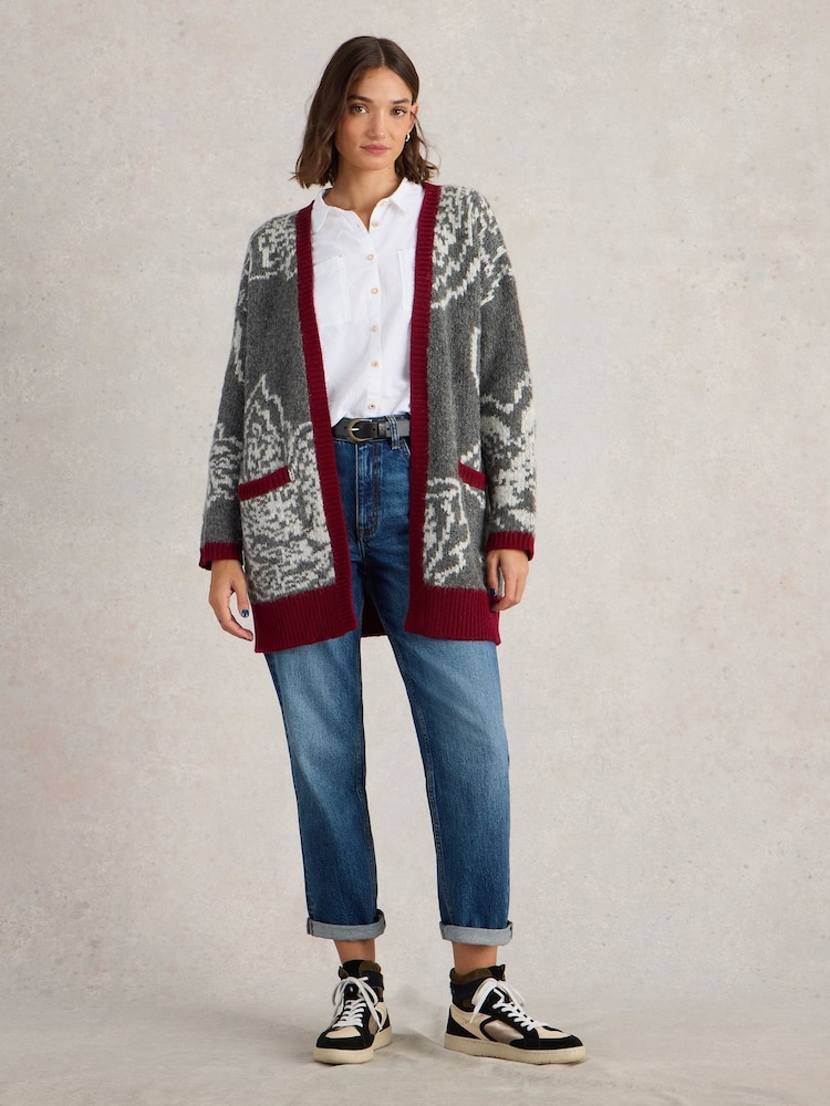 White Stuff Grey Fiona Floral Longline Cardigan - Image 2 of 6 White Stuff Grey Fiona Floral Longline Cardigan - Image 2 of 6