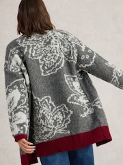 White Stuff Grey Fiona Floral Longline Cardigan - Image 3 of 6