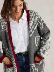 White Stuff Grey Fiona Floral Longline Cardigan - Image 4 of 6