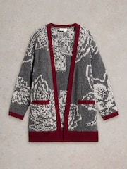 White Stuff Grey Fiona Floral Longline Cardigan - Image 5 of 6