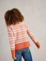 White Stuff Orange Scandi Twist Fairisle Pattern Jumper - Image 2 of 6