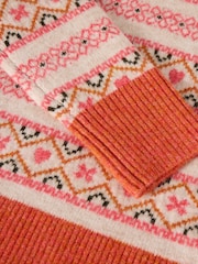 White Stuff Orange Scandi Twist Fairisle Pattern Jumper - Image 6 of 6