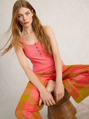 White Stuff Pink Hailey Henley Jersey Vest - Image 3 of 6