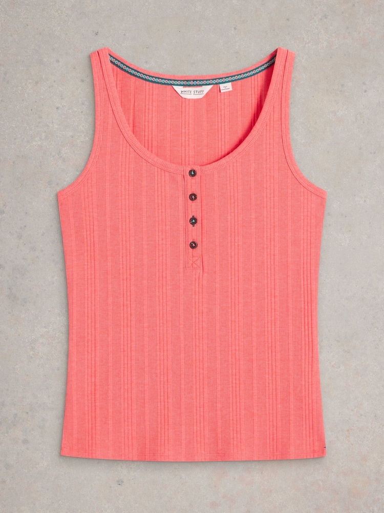White Stuff Pink Hailey Henley Jersey Vest - Image 5 of 6