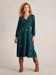 White Stuff Green Megan Embroidered Jersey Dress - Image 1 of 6