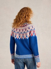 White Stuff Blue Sapphire Fairisle Pattern Jumper - Image 2 of 6