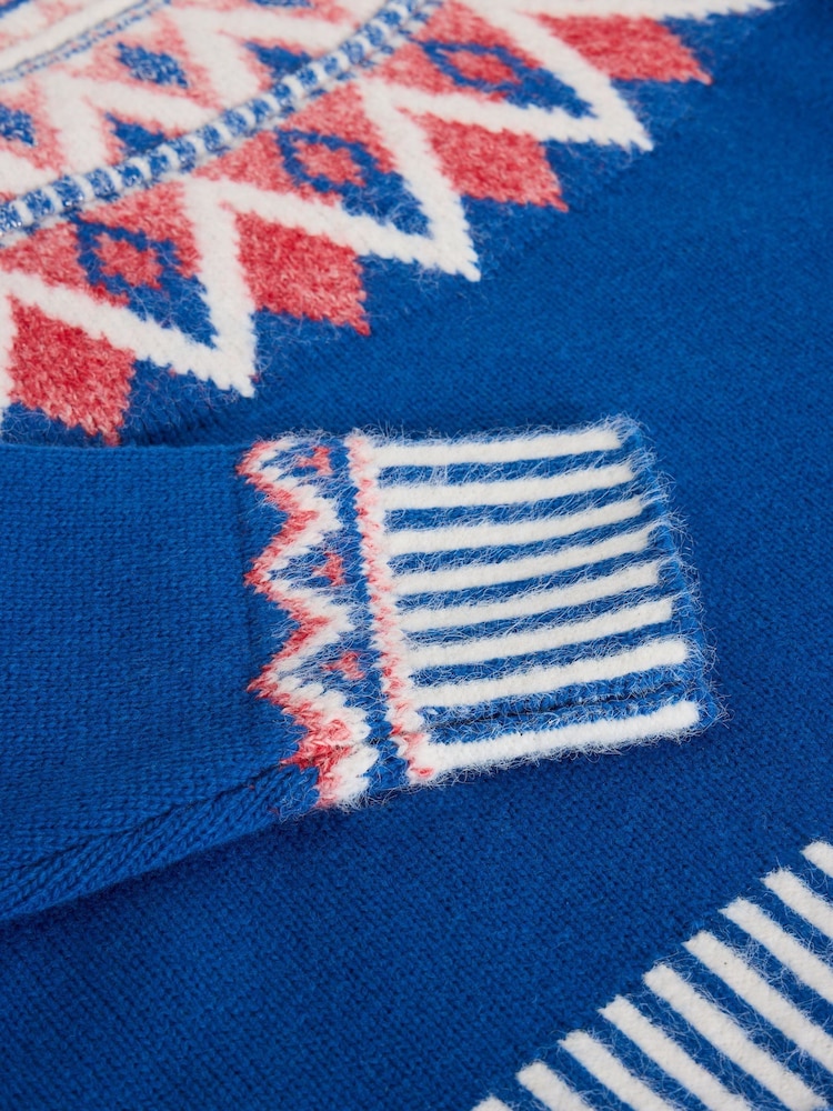 White Stuff Blue Sapphire Fairisle Pattern Jumper - Image 6 of 6 White Stuff Blue Sapphire Fairisle Pattern Jumper - Image 6 of 6
