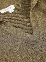 White Stuff Green Riley Sparkle Rib Collar Jumper - Image 6 of 6