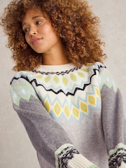 White Stuff Grey Sunset Fairisle Pattern Jumper - Image 4 of 6