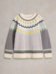 White Stuff Grey Sunset Fairisle Pattern Jumper - Image 5 of 6