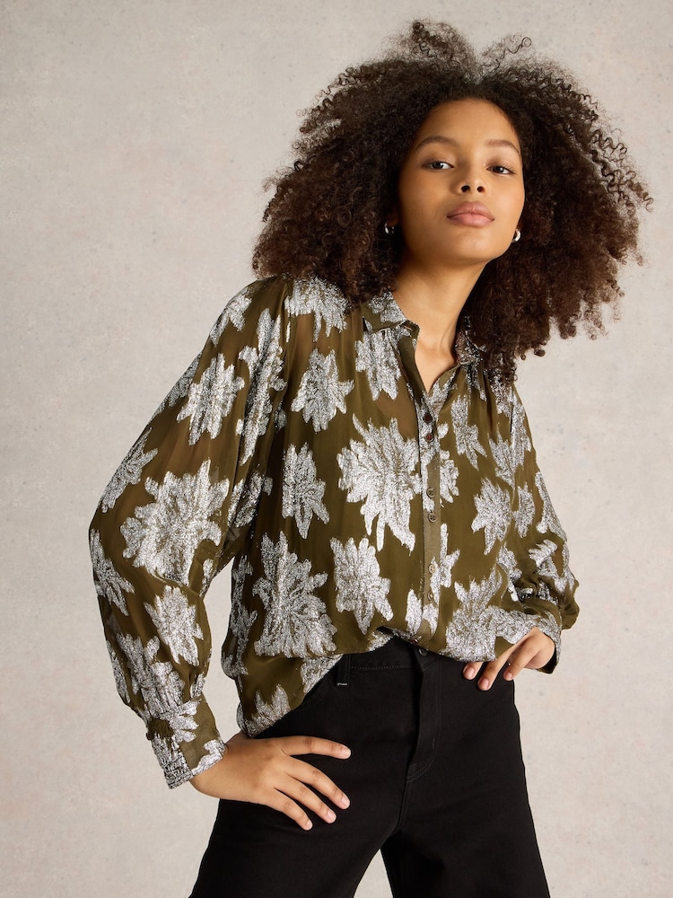 White Stuff Green Phoebe Jacquard Shirt - Image 1 of 6 White Stuff Green Phoebe Jacquard Shirt - Image 1 of 6