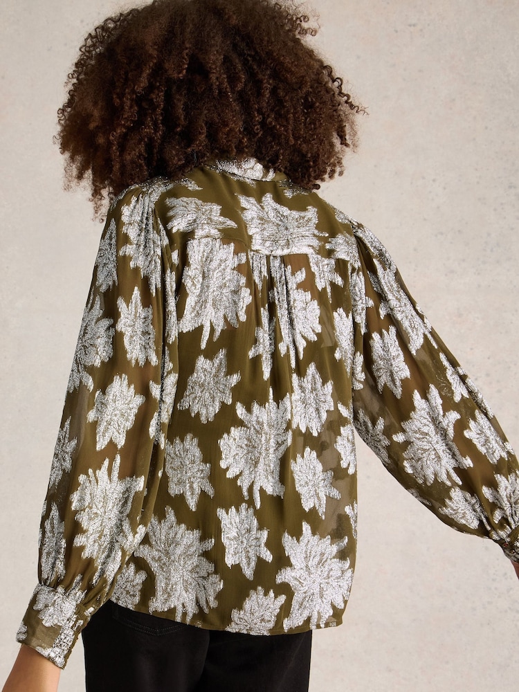 White Stuff Green Phoebe Jacquard Shirt - Image 2 of 6 White Stuff Green Phoebe Jacquard Shirt - Image 2 of 6
