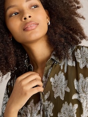White Stuff Green Phoebe Jacquard Shirt - Image 4 of 6