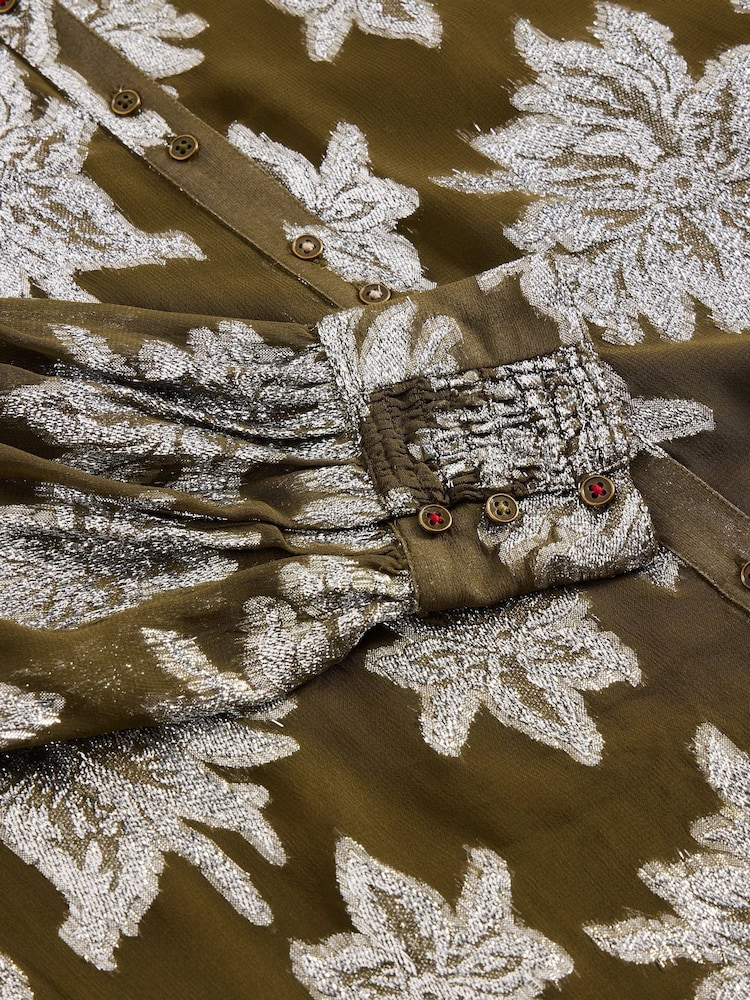 White Stuff Green Phoebe Jacquard Shirt - Image 6 of 6