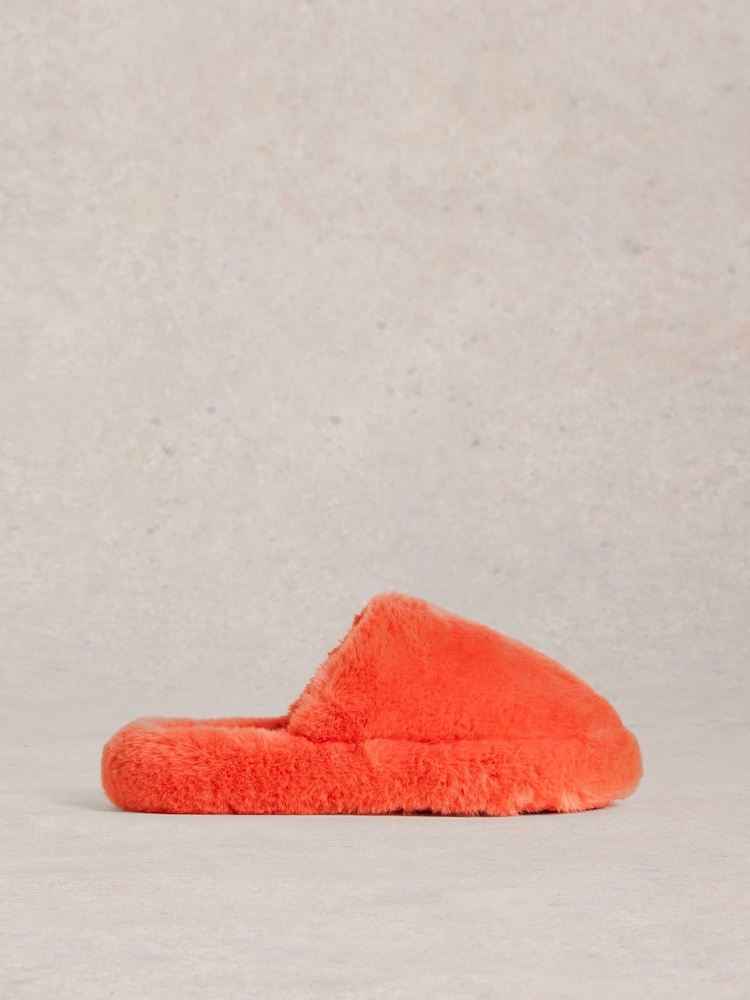 White Stuff Red Faux Fur Mule Slippers - Image 1 of 4 White Stuff Red Faux Fur Mule Slippers - Image 1 of 4
