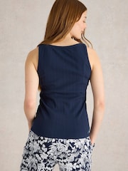 White Stuff Blue Hailey Henley Jersey Vest - Image 2 of 6