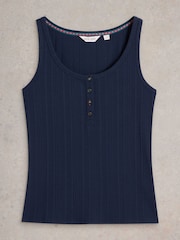 White Stuff Blue Hailey Henley Jersey Vest - Image 5 of 6