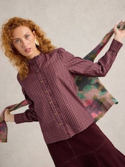 White Stuff Purple Aster Metallic Stripe Shirt - Image 2 of 6