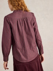 White Stuff Purple Aster Metallic Stripe Shirt - Image 3 of 6