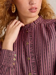 White Stuff Purple Aster Metallic Stripe Shirt - Image 4 of 6