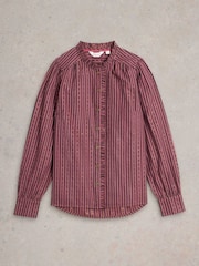 White Stuff Purple Aster Metallic Stripe Shirt - Image 5 of 6