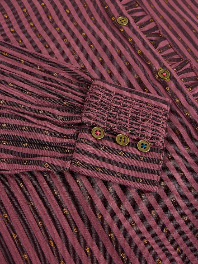 White Stuff Purple Aster Metallic Stripe Shirt - Image 6 of 6