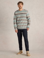 White Stuff Blue Spacedye Knitted Jumper - Image 1 of 6