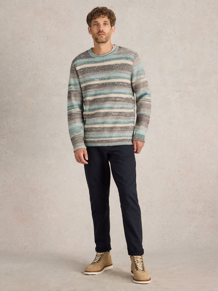 White Stuff Blue Spacedye Knitted Jumper - Image 1 of 6