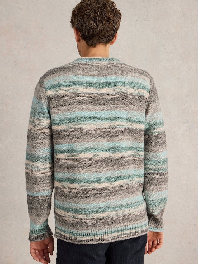 White Stuff Blue Spacedye Knitted Jumper - Image 2 of 6