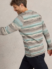 White Stuff Blue Spacedye Knitted Jumper - Image 3 of 6