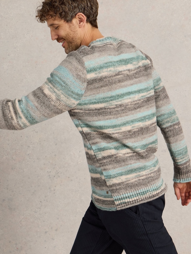 White Stuff Blue Spacedye Knitted Jumper - Image 3 of 6