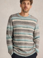 White Stuff Blue Spacedye Knitted Jumper - Image 4 of 6