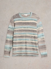 White Stuff Blue Spacedye Knitted Jumper - Image 6 of 6