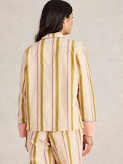 White Stuff Ivory Stripe Nina Organic Pyjamas Shirt - Image 2 of 6