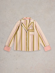 White Stuff Ivory Stripe Nina Organic Pyjamas Shirt - Image 5 of 6