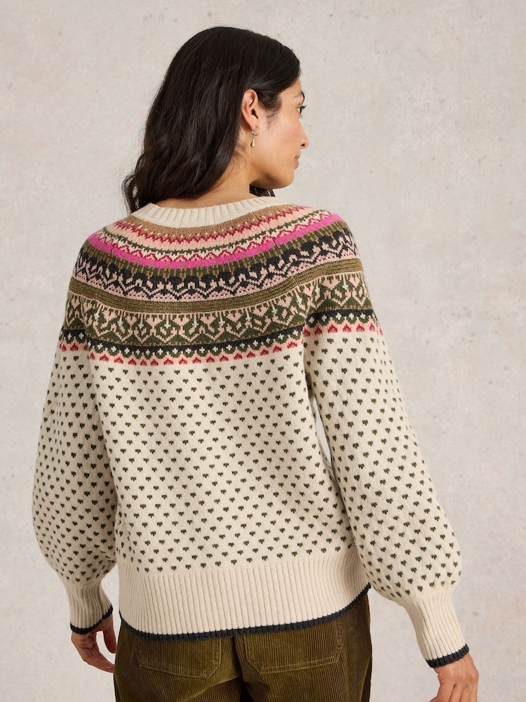 White Stuff White Mini Heart Fairisle Pattern Jumper - Image 2 of 6