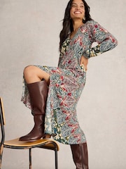 White Stuff Green Hope Bias Cut Dress - Image 4 of 6