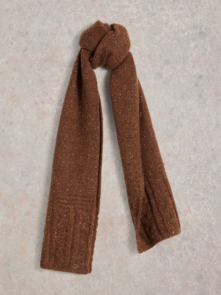 White Stuff Brown Berkley Cable Nep Scarf - Image 1 of 3