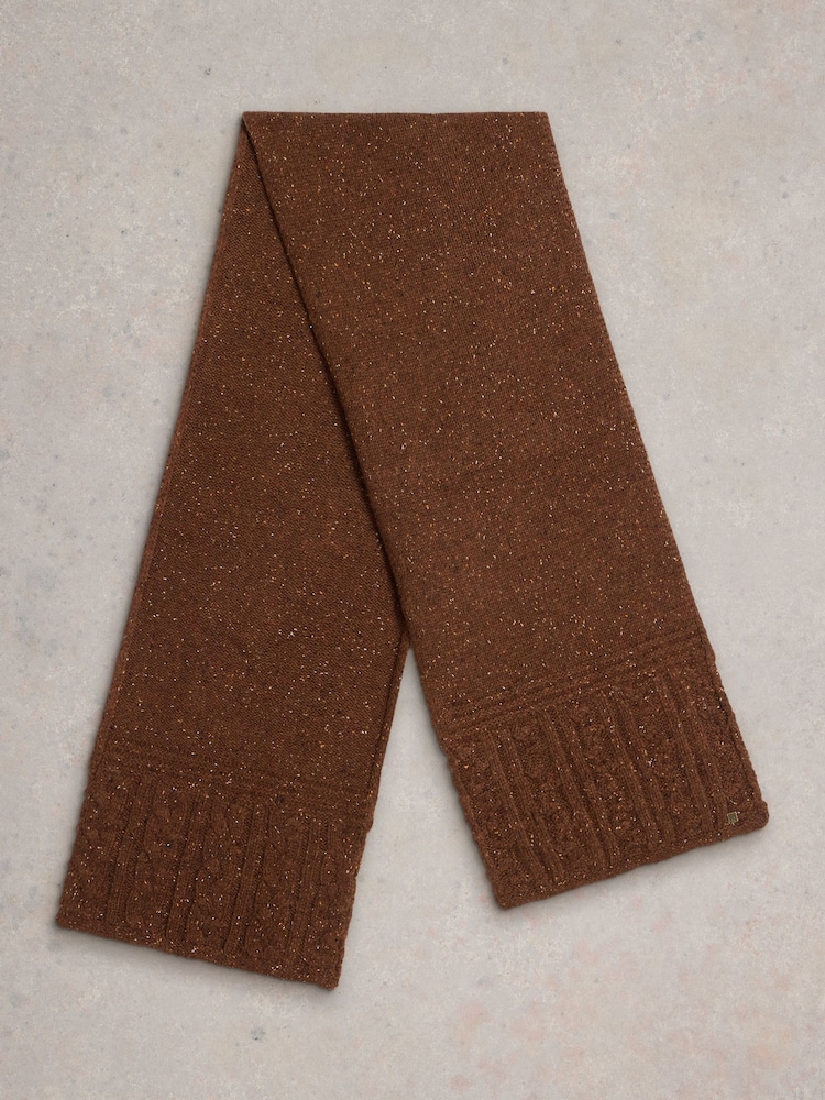 White Stuff Brown Berkley Cable Nep Scarf - Image 2 of 3