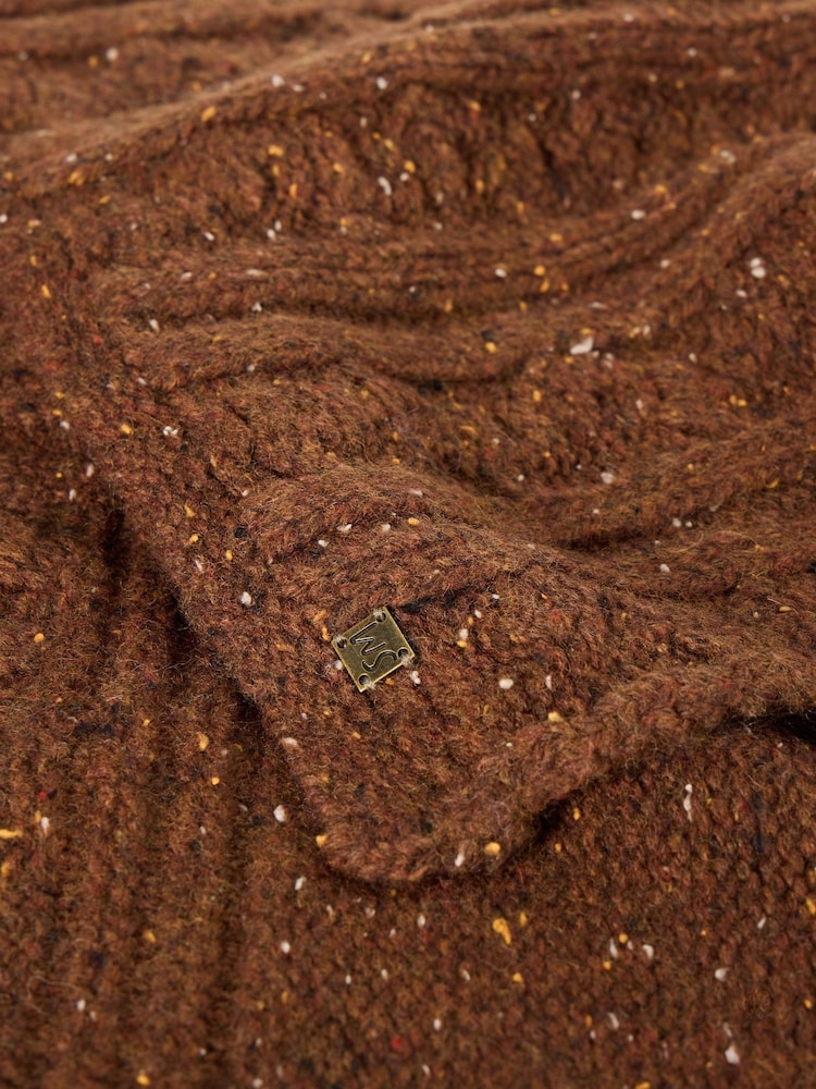 White Stuff Brown Berkley Cable Nep Scarf - Image 3 of 3