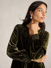 White Stuff Green Olive Velvet Tunic - Image 4 of 6