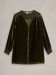 White Stuff Green Olive Velvet Tunic - Image 5 of 6